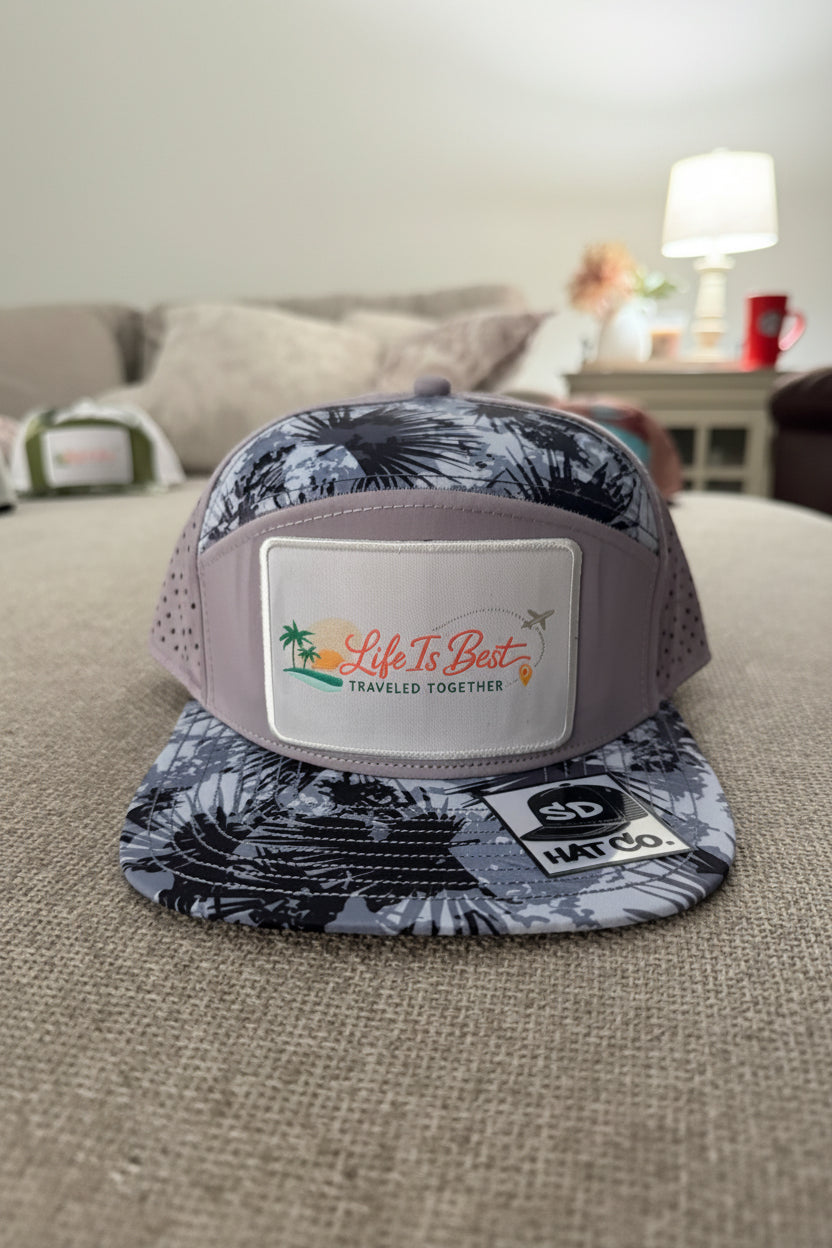 Grey & Blue Palm leaf SnapBack