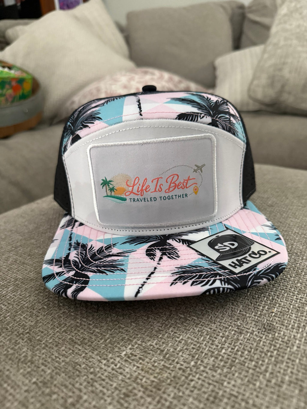 Pink & Turquoise Palm Tree SnapBack