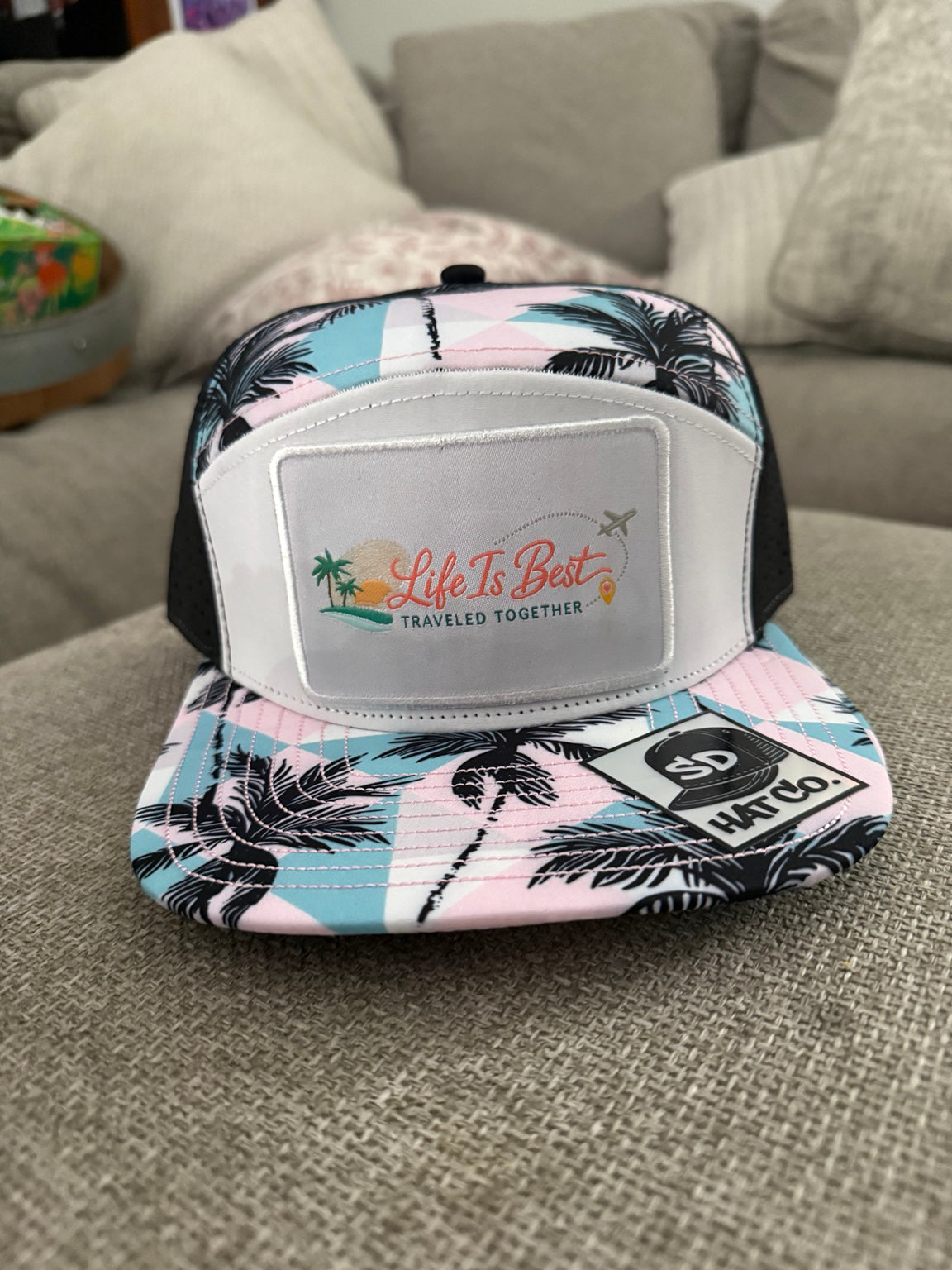 Pink & Turquoise Palm Tree SnapBack