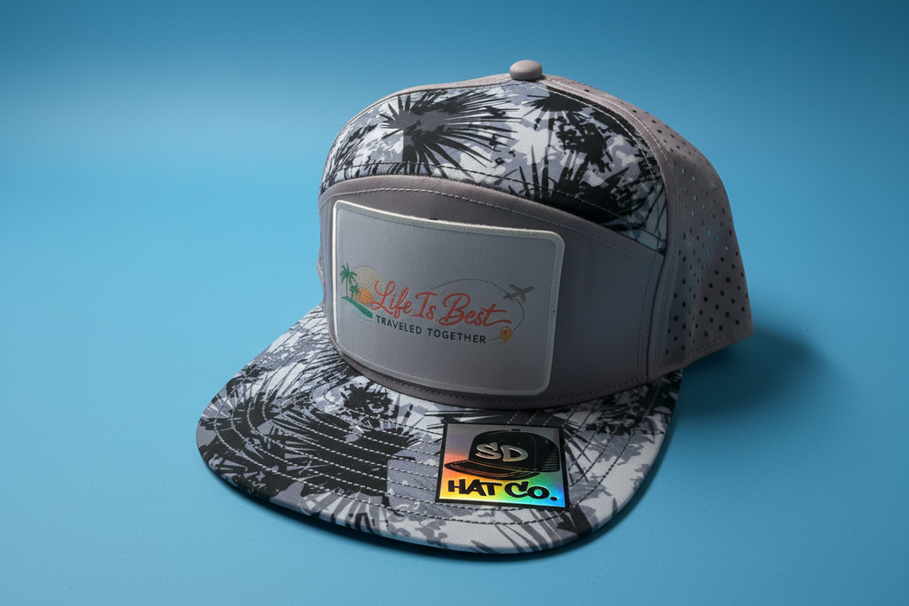Grey & Blue Palm leaf SnapBack