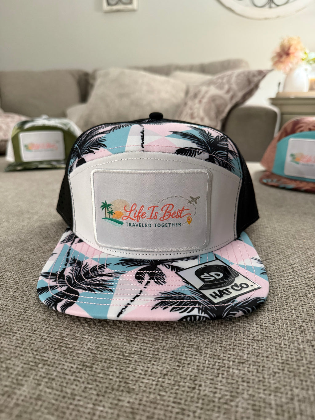 Pink & Turquoise Palm Tree SnapBack